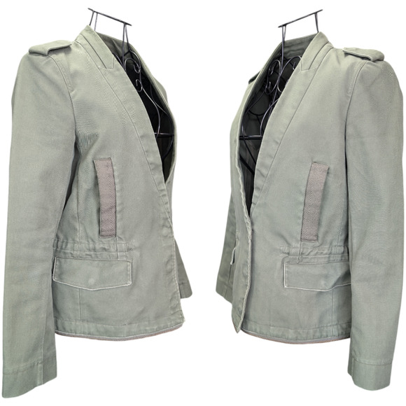 Zadig & Voltaire Vedam Bis Spus Kaki Green Skull Cotton Utility Jacket Small - Picture 3 of 12